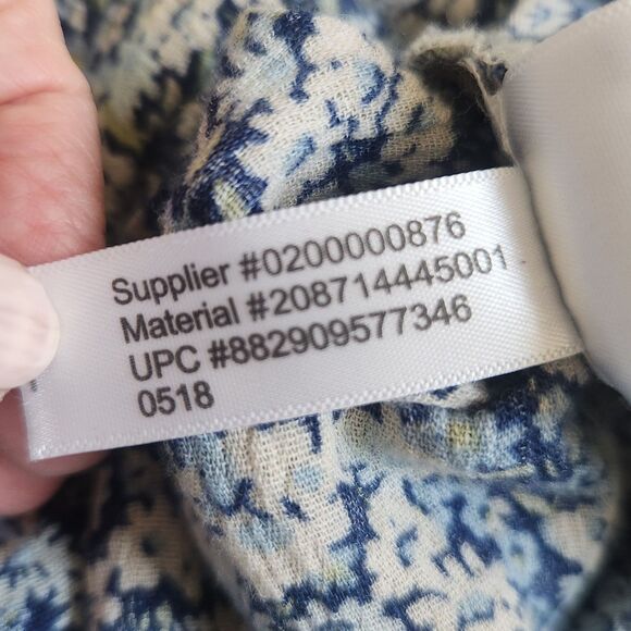 Chaps Boho Peasant Ditzy Floral Top-3X-Blue/White-Key Hole-70s Vibe-Cottagecore - Picture 9 of 10